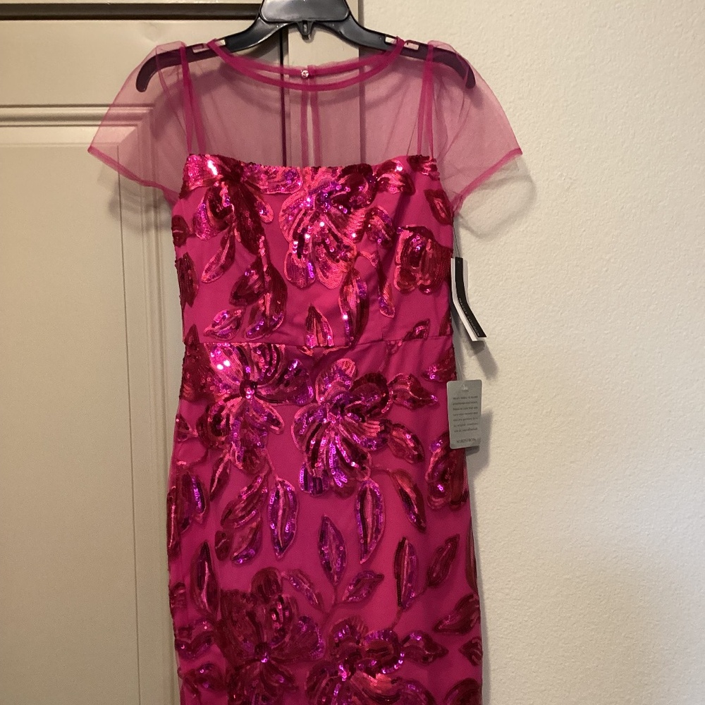 Maggy London Sequin Mesh Yoke Sheath Dress, size 2